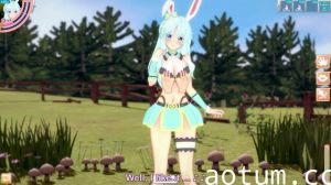 【3D】可爱的兔女郎在草地上玩耍