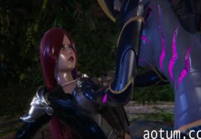【3D扶她】英雄联盟：双性凯莎狂操卡特琳娜，激战高潮迭起！