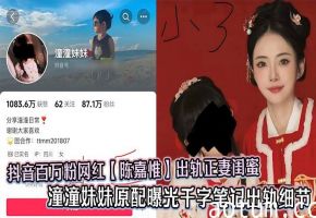 抖音百万粉网红【陈嘉惟】出轨正妻闺蜜 潼潼妹妹原配曝光千字笔记出轨细节