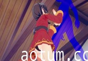 KonoSuba巨乳萝莉Megumin自慰狂揉肥穴，淫水喷涌后颜射满脸精液！
