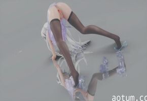 MMD20 黑丝高跟弱音骚货被巨根狂操到潮吹