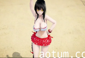 MMD巨乳娘沙滩湿身狂扭，浪骚热舞诱人狂操，高潮喷水淫叫不止！