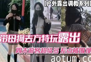 【户外露出调教系列】带母狗去方特玩露出_周末游客多差点被围观