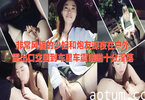 非常风骚的少妇和炮友深夜在户外露出口交回到车里车震啪啪十分淫荡